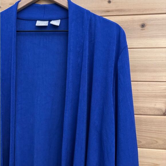 Chicos Travelers Size 3/XL Cobalt Blue Open Front Anti Wrinkle Cardigan - Picture 5 of 11